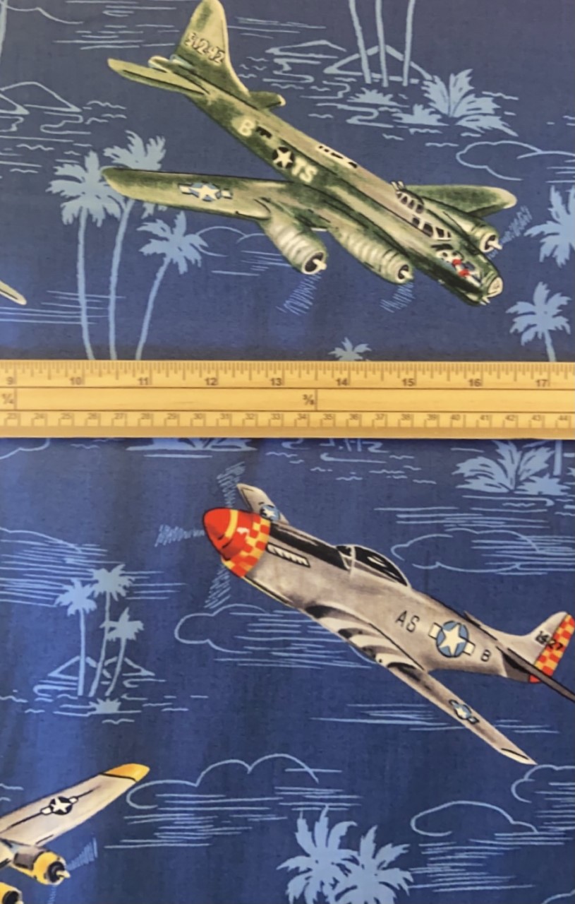 Fat Quarter Fighters And Bomber Planes On Navy 100% Cotton Quilting Fabric