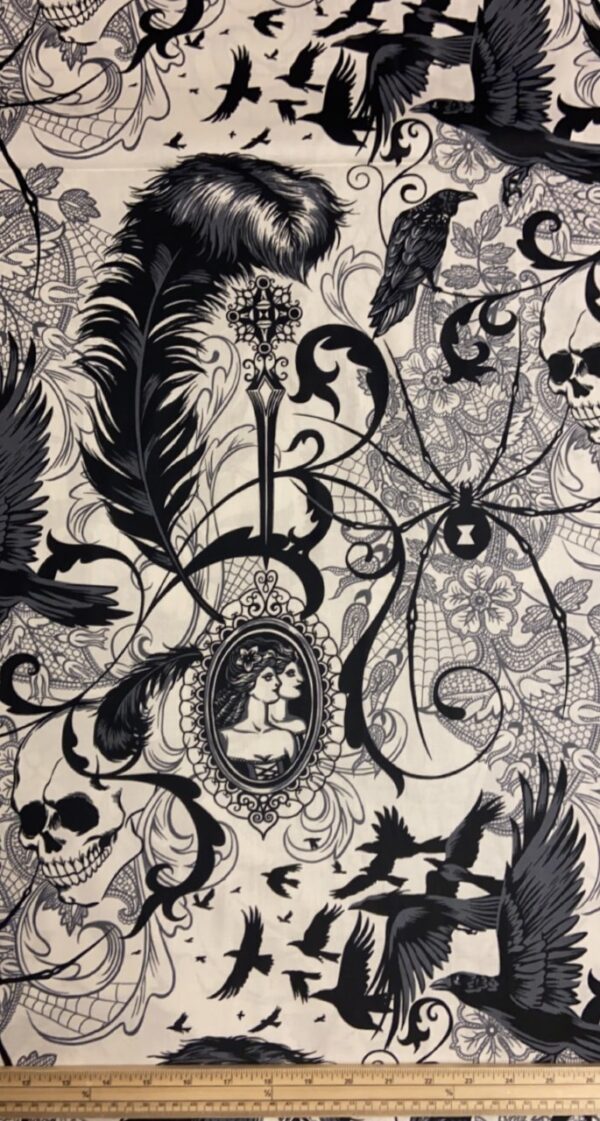 Fat Quarter After Dark Gothic Murder Of Crows 100% Cotton Quilting Fabric