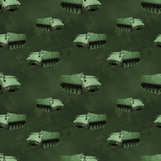 Fat Quarter Battle Zone M113 Armoured Personnel Carriers Cotton Quilting Fabric