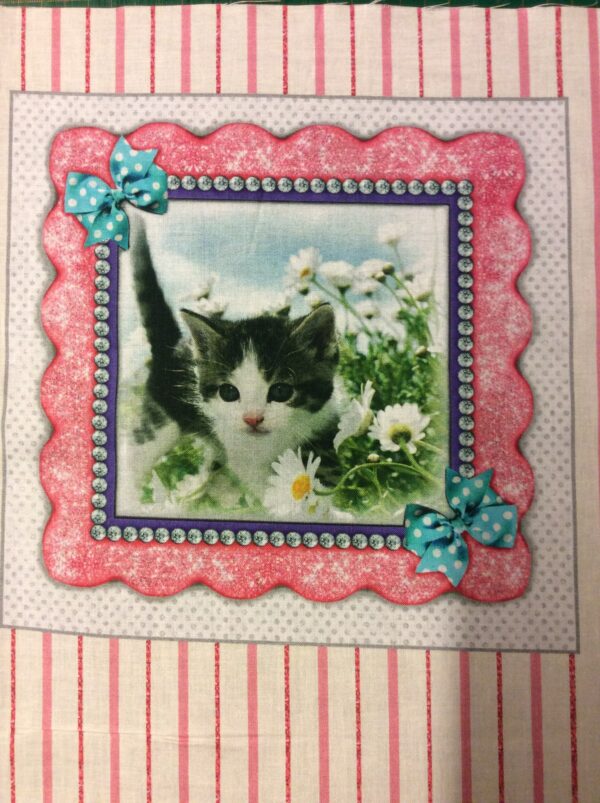 8 Kitty Glitter Kittens In Frames Panels 100% Cotton Print Fabric - Image 7
