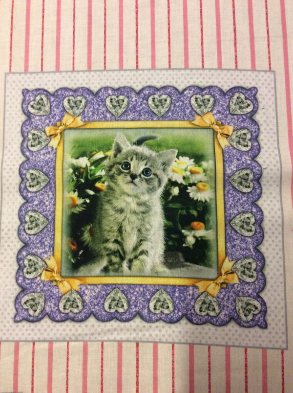 8 Kitty Glitter Kittens In Frames Panels 100% Cotton Print Fabric - Image 5
