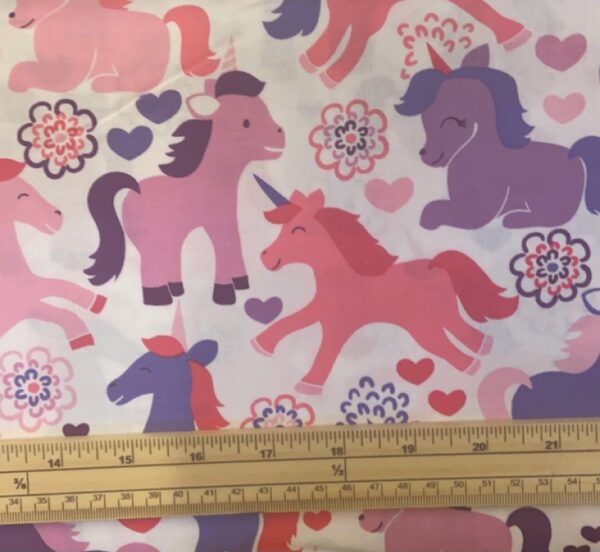 Fat Quarter Magic Unicorns Pink And Purple 100% Cotton Quilting Fabric