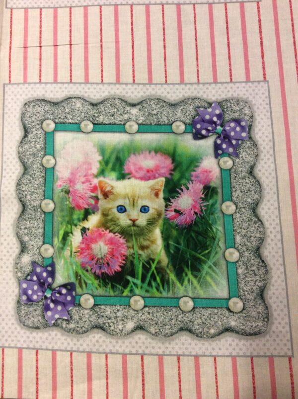 8 Kitty Glitter Kittens In Frames Panels 100% Cotton Print Fabric - Image 6