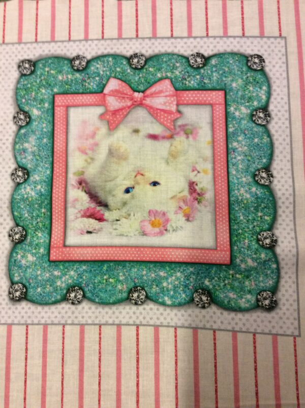 8 Kitty Glitter Kittens In Frames Panels 100% Cotton Print Fabric - Image 4