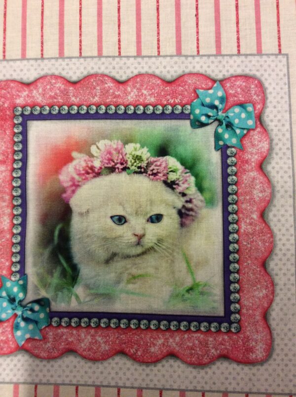 8 Kitty Glitter Kittens In Frames Panels 100% Cotton Print Fabric - Image 10