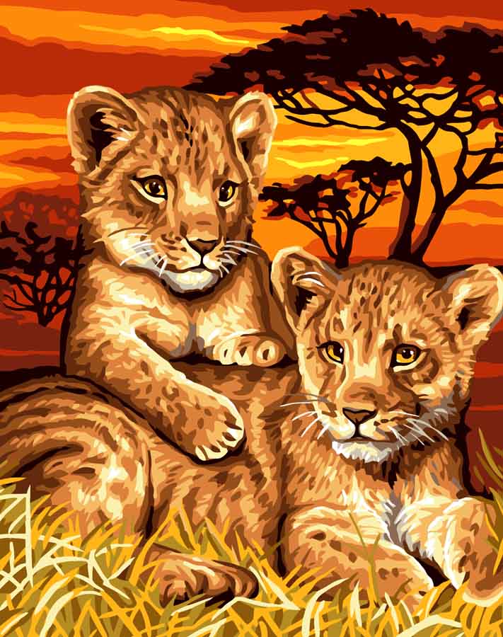 Lion Cubs Tapestry Canvas