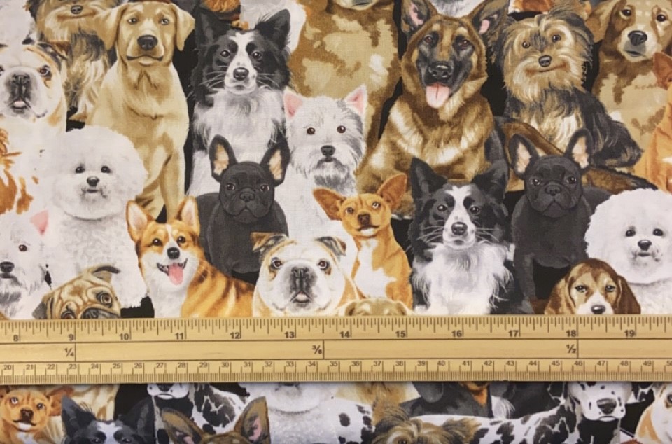 Fat Quarte Stacked Dogs Pug, German Shepheard, dachshund, Collie 100% Cotton Quilting Fabric