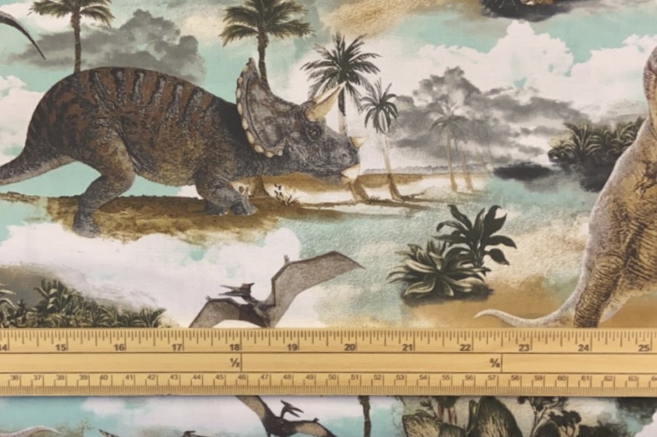 Fat Quarter Dinosaur Adventure Dinosaurs Scenic 100% Cotton Quilting Fabric