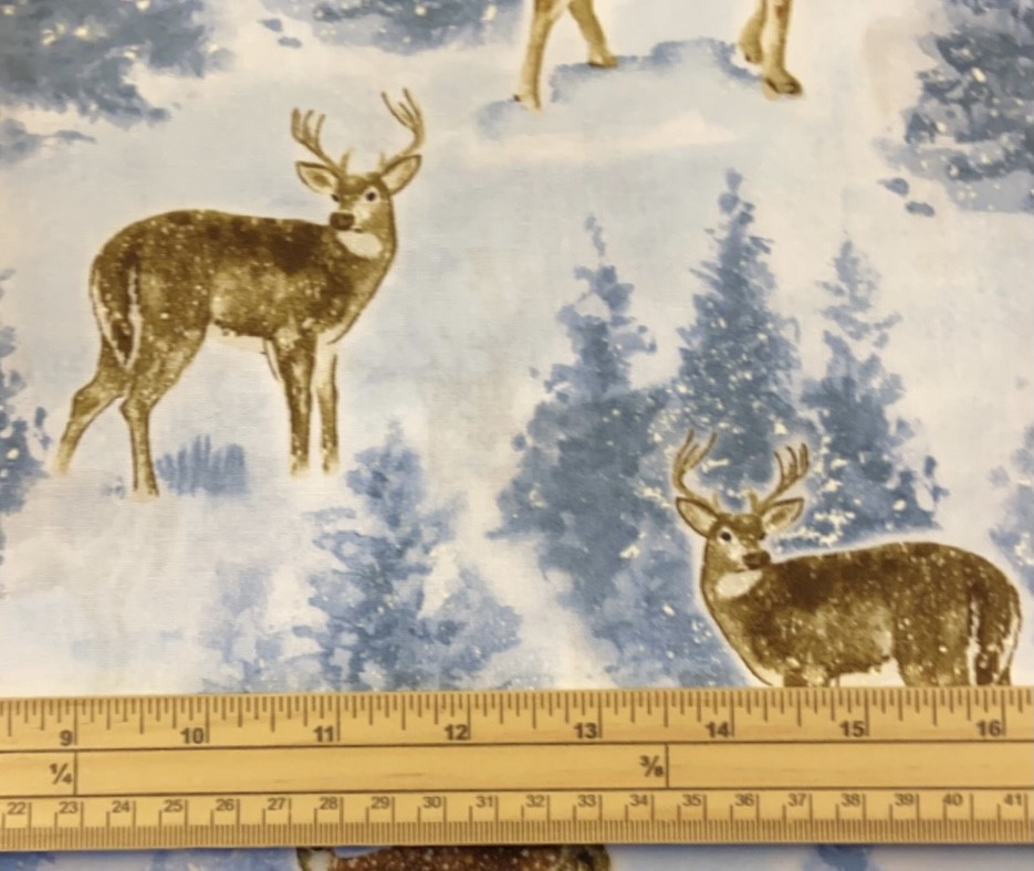 Fat Quarter Snowy Christmas Woodland Deer 100% Cotton Quilting Fabric