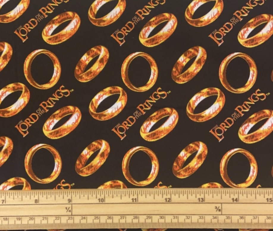 Fat Quarter Lord Of The Rings Rings And Title Allover 100% Cotton Quilting Sewing Fabric