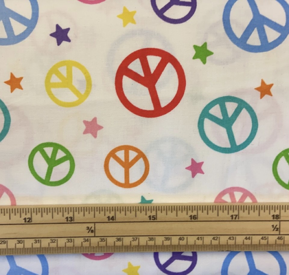 Fat Quarter Emilia's Dream Rainbow Peach Signs Cotton Quilting Fabric