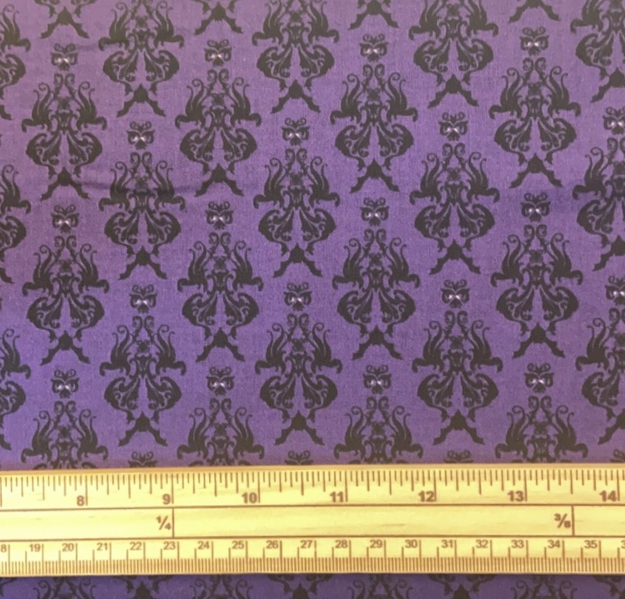 Fat Quarter Spooky Hollow Damask Eggplant Purple 100% Cotton Quilting Fabric