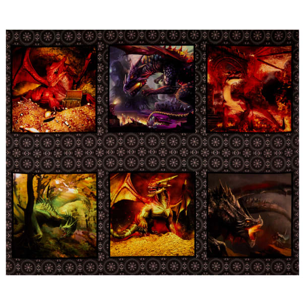 Fire And Earth Dragon Panels 100% Cotton Quilting Fabric