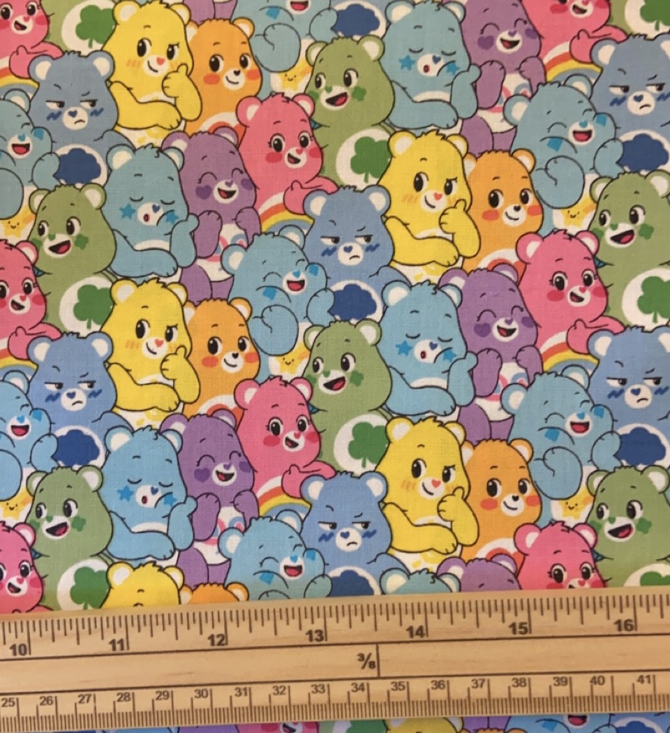 Fat Quarter Care Bears Believe Stacked Believers 100% Cotton Quilting Fabric