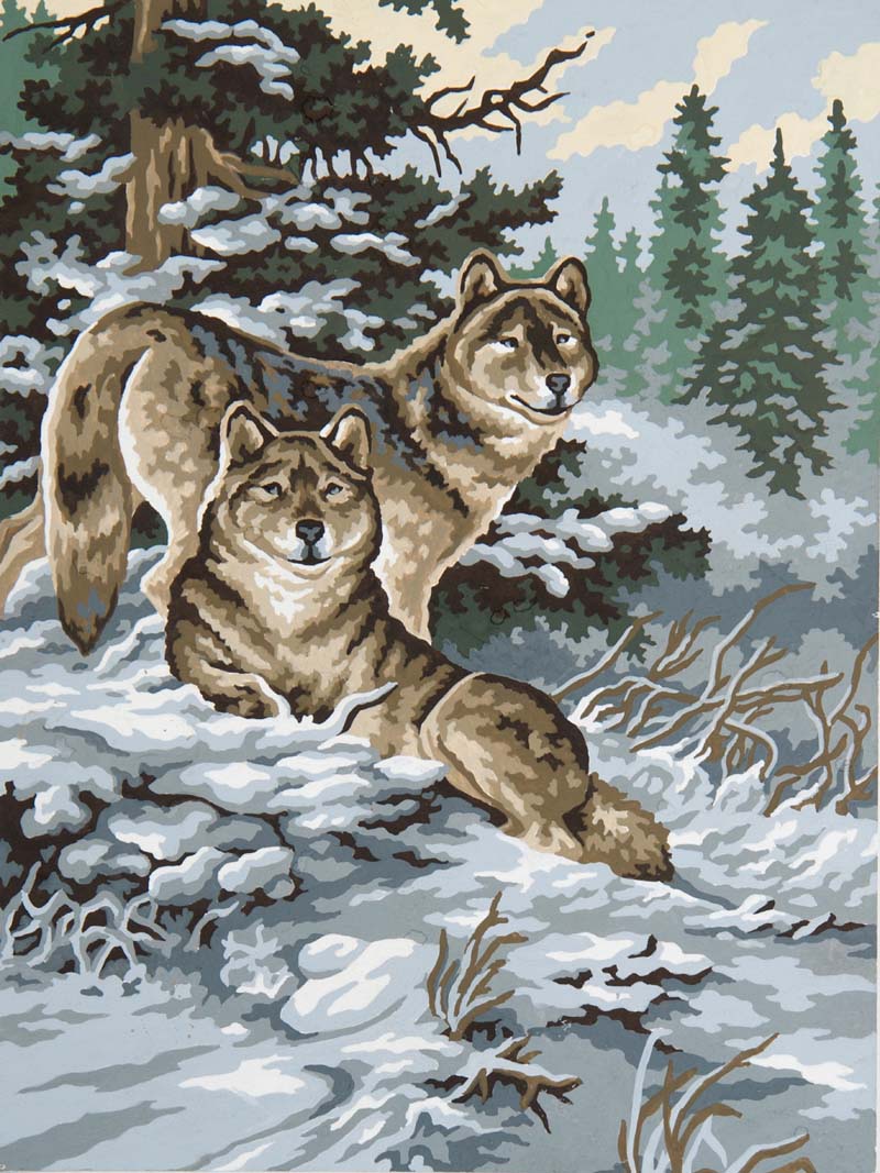 Snow Wolves Tapestry Canvas