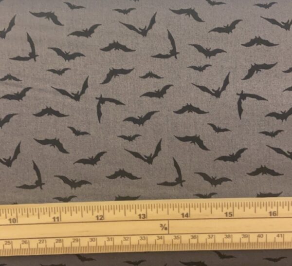 Fat Quarter Midnight Halloween Spooky Bats On Grey 100% Cotton Quilting Fabric