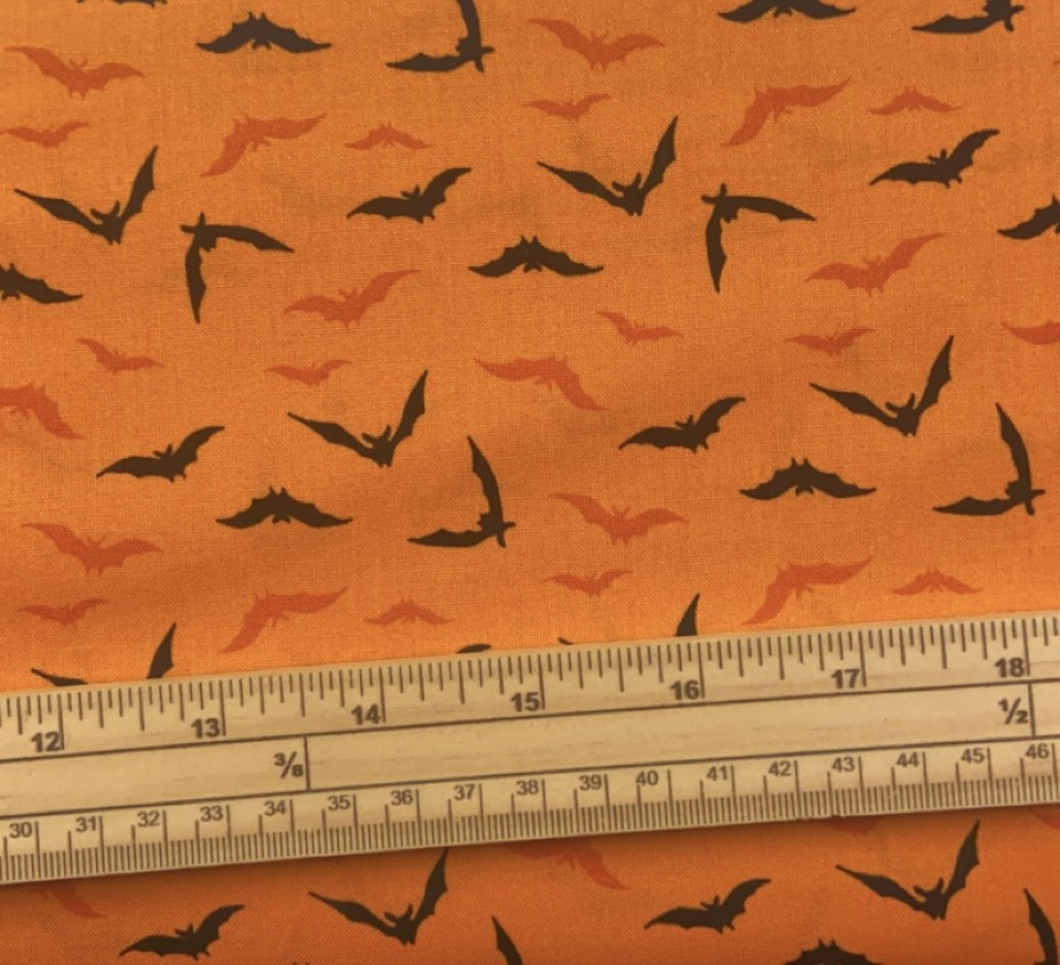 Fat Quarter Midnight Halloween Spooky Bats On Orange 100% Cotton Quilting Fabric