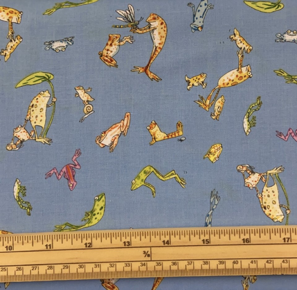 Fat Quarter Leap Frog Frogs On Denim Blue Allover 100% Cotton Quilting Fabric