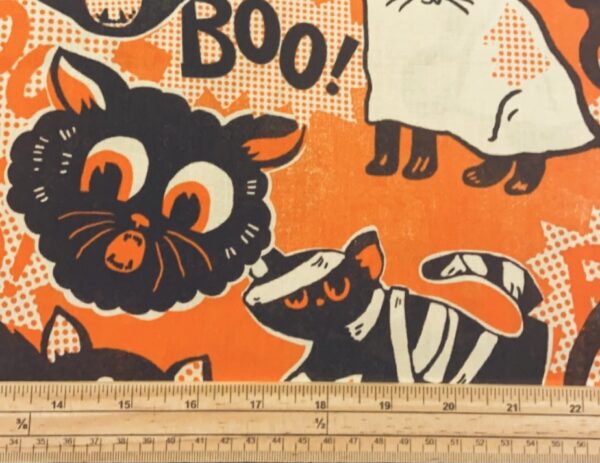 Fat Quarter Halloween Spooktacular Black Cats On Orange 100% Cotton Quilting Fabric