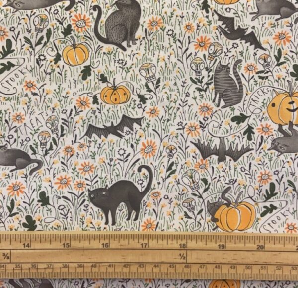 Fat Quarter Spirit Of Halloween Cats In The Pumpkin Patch 100% Cotton Quilting Fabric