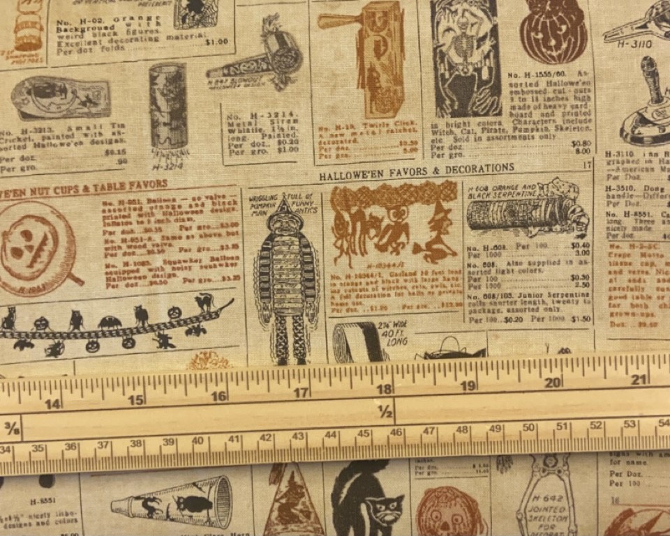 Fat Quarter Halloween Decorations Adverts 100% Cotton Quilting Fabric