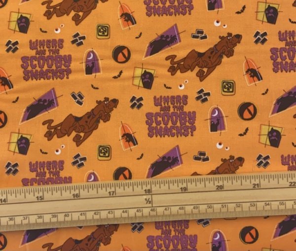 Fat Quarter Scooby Doo Scooby Snacks Orange 100% Cotton Quilting Fabric