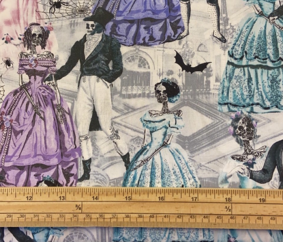 Fat Quarter Halloween Ball Dancing Skeletons 100% Cotton Quilting Fabric