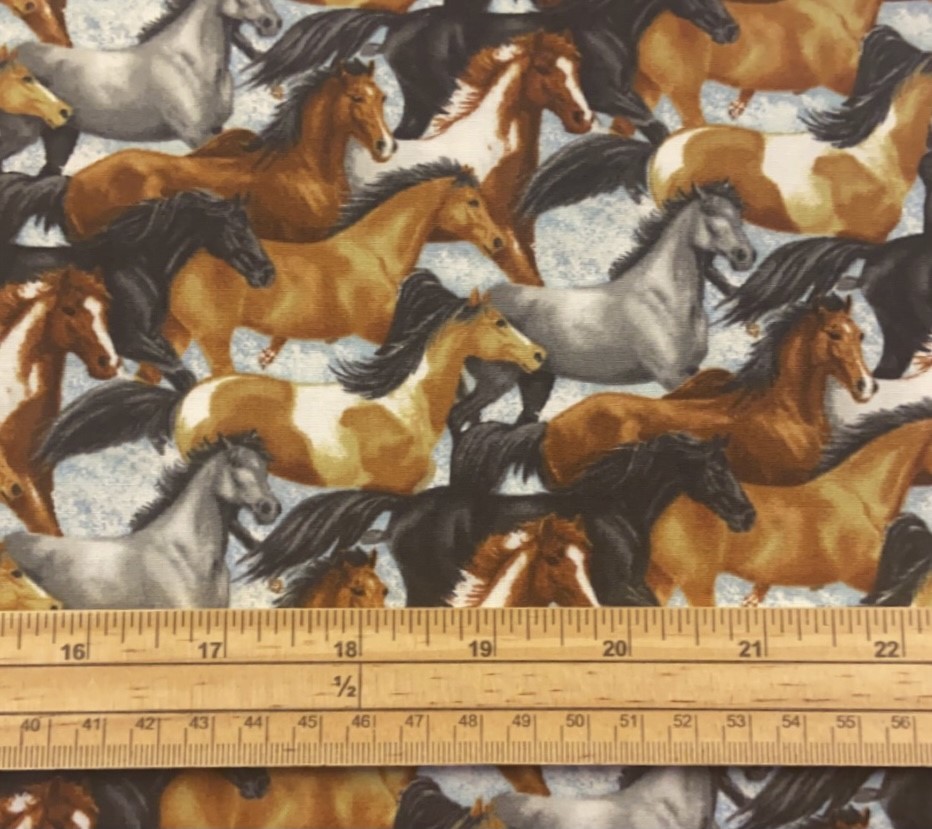 Fat Quarter Horse Whisperer Galloping Horses Allover 100% Cotton Quilting Fabric