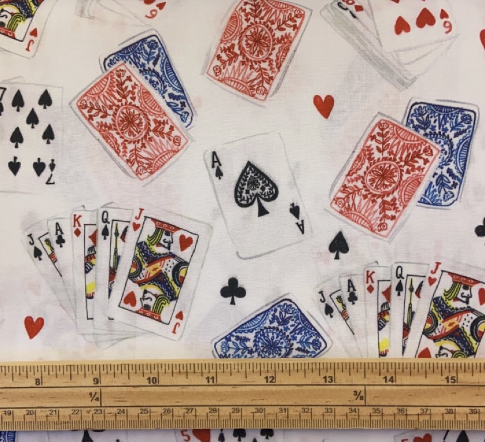 Fat Quarter Playing Card Decks Allover On White 100% Cotton Quilting Fabric
