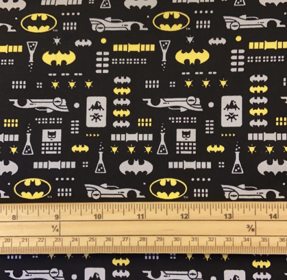 Fat Quarter Young Cartoon Batman Icons Batmobile 100% Cotton Quilting Fabric