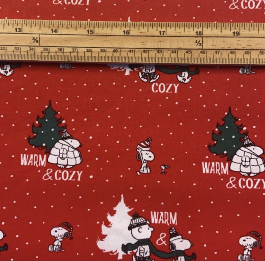 Fat Quarter Christmas Peanuts Snoopy Warm And Cosy 100% Cotton Quilting Fabric