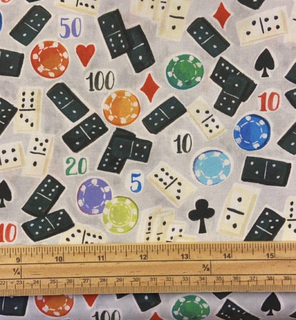 Fat Quarter Casino Games Dominos Tossed Allover 100% Cotton Quilting Fabric