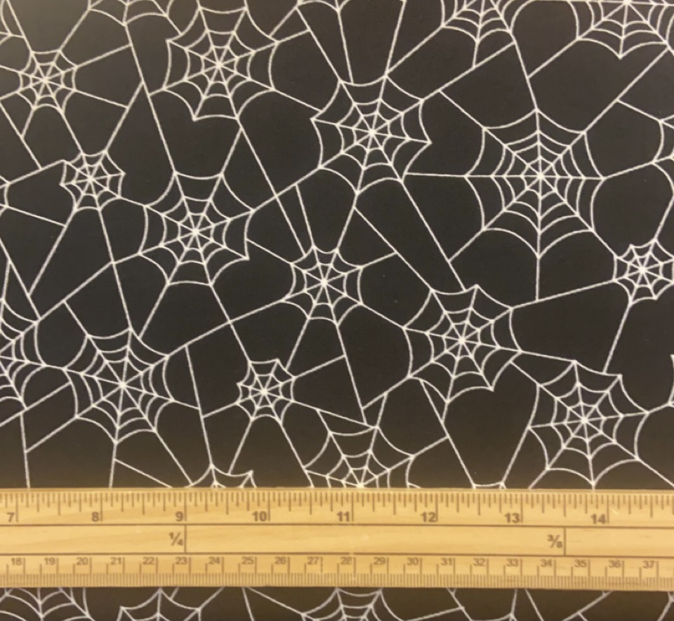Fat Quarter Spooky Halloween Creepin' It Real Spider Webs Black 100% Cotton Quilting Fabric