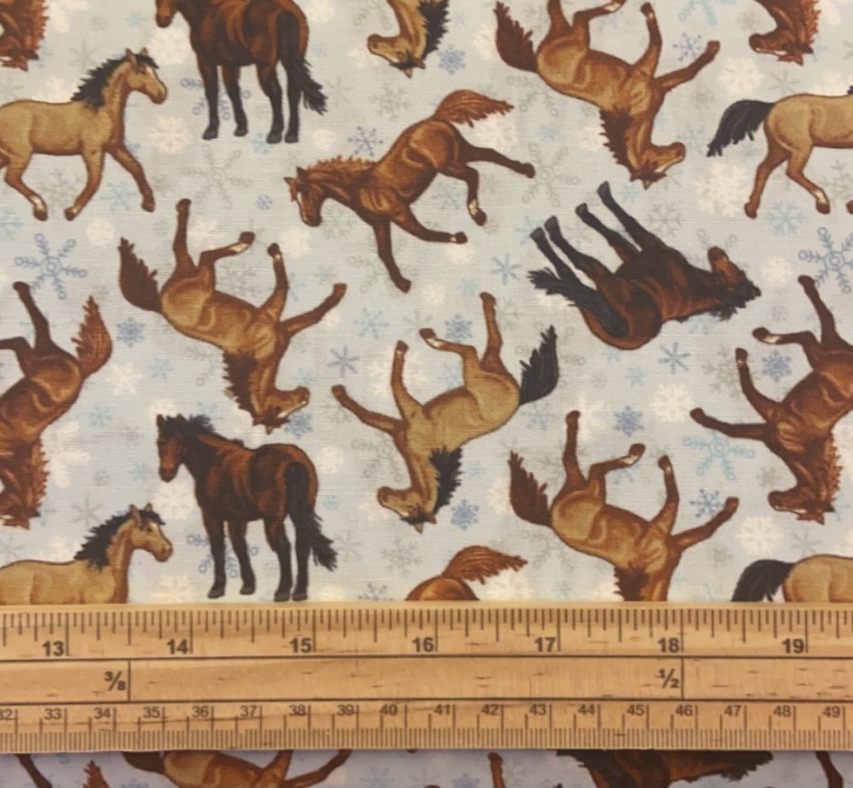 Fat Quarter Horse Whisperer Horses In Winter 100% Cotton Quilting Fabric