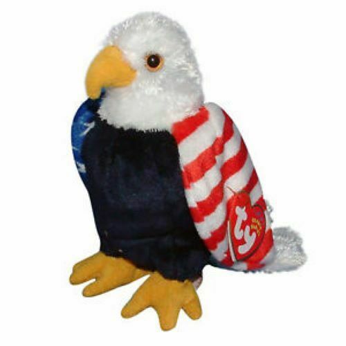TY Beanie Baby Soar The Bald Eagle - In US Flag Colours