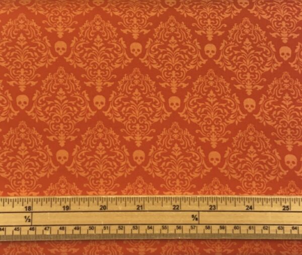 Fat Quarter Spooky Night Halloween Orange Skull Damask 100% Cotton Quilting Fabric