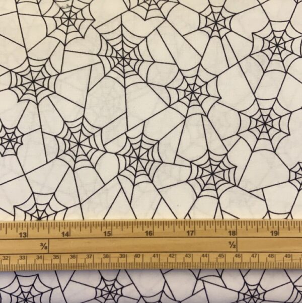 Fat Quarter Spooky Halloween Creepin' It Real Spider Webs White 100% Cotton Quilting Fabric