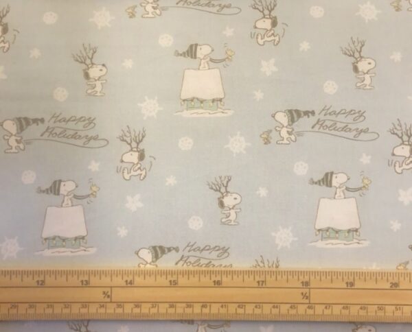 Fat Quarter Christmas Peanuts Snoopy Happy Holidays Blue 100% Cotton Quilting Fabric