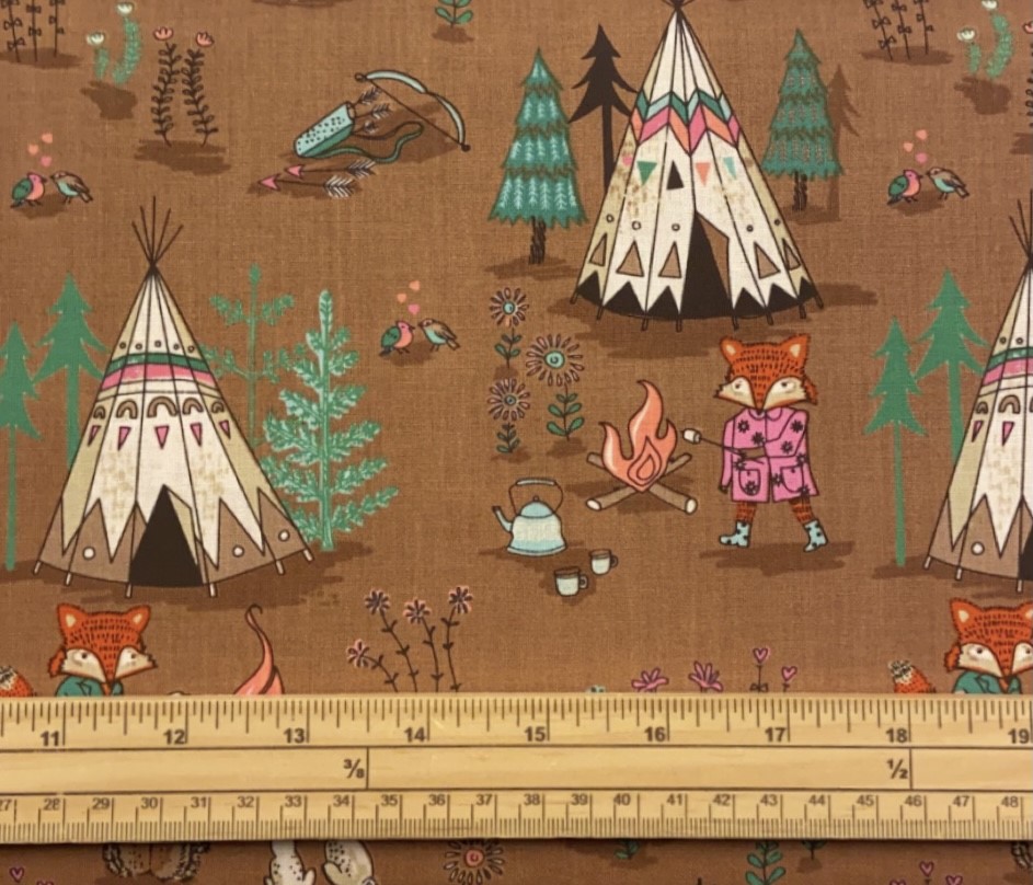 Fat Quarter Wilderness Camping Foxes In The Forest 100% Cotton Fabric
