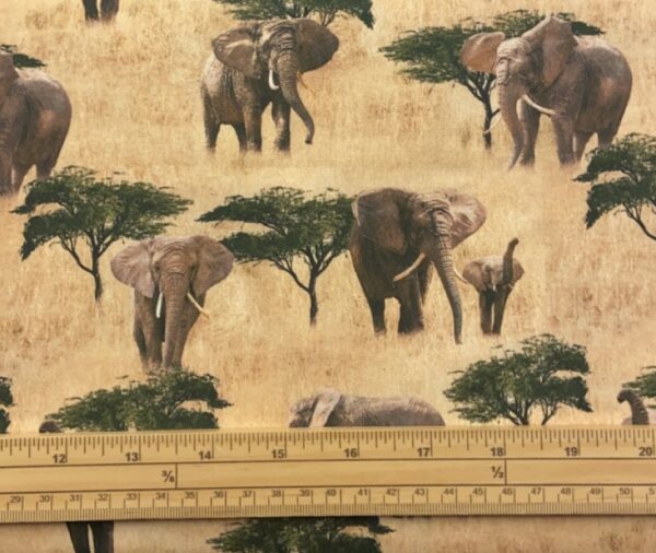 Fat Quarter African Safari Elephants In The Wild 100% Cotton Quilting Fabric