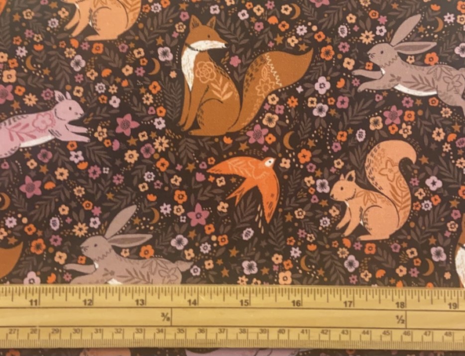 Fat Quarter Wild Woodland Animals In Flower Field 100% Cotton Fabric