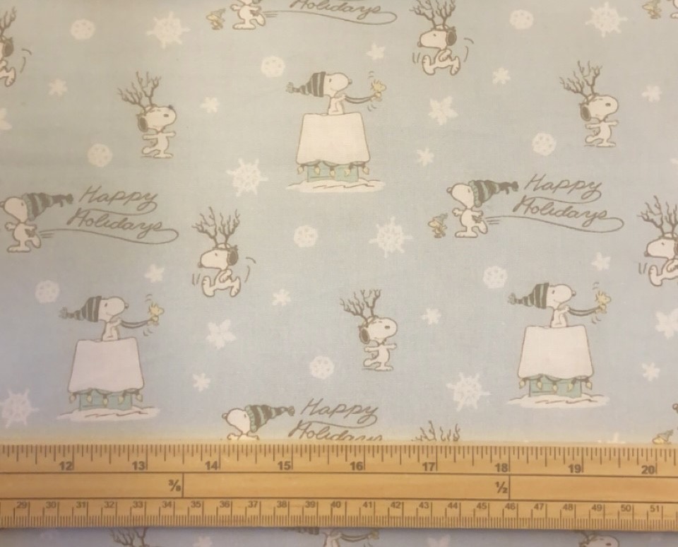 Fat Quarter Christmas Peanuts Snoopy Happy Holidays Blue 100% Cotton Quilting Fabric