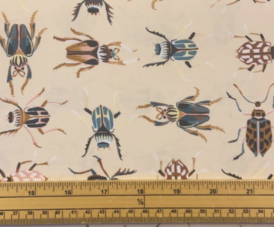Fat Quarter Forage Bugs And Insects On Cream 100% Cotton Quilting Fabric