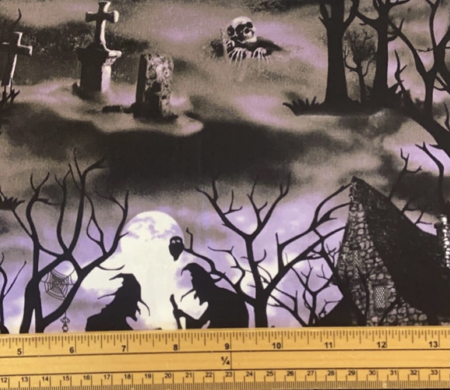 Fat Quarter Glow In The Dark Hocus Pocus Spooky Town 100% Cotton Quilting Fabric