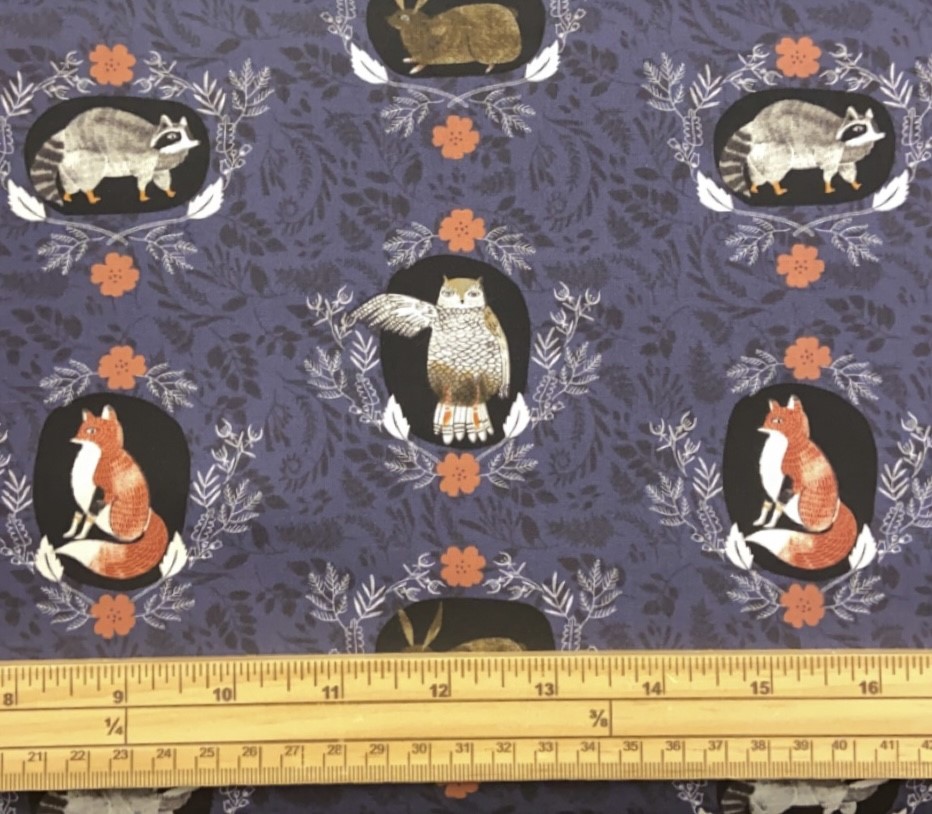 Fat Quarter Foxtail Forest Beyond The Bush Animals In Frames Purple 100% Cotton Fabric