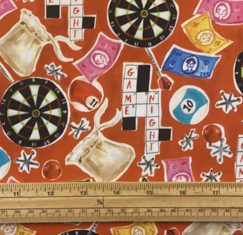 Fat Quarter Casino Games On Scarlet Red 100% Cotton Quilting Fabric