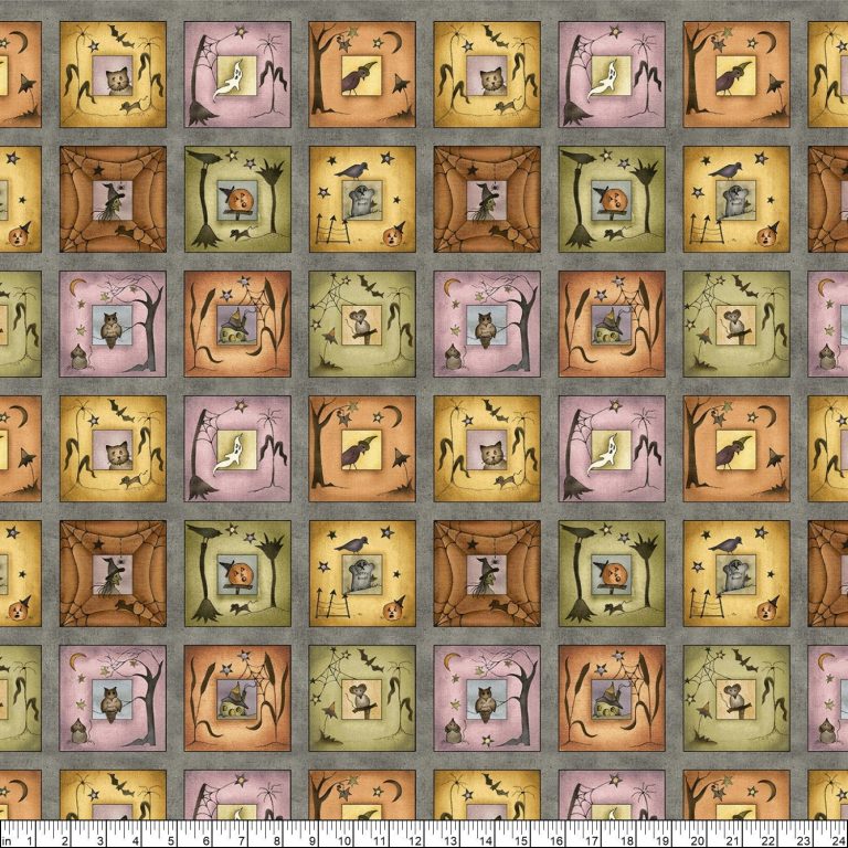 Halloween The Neighborhood Spooky Panels Quilting Fabric 72 Squares