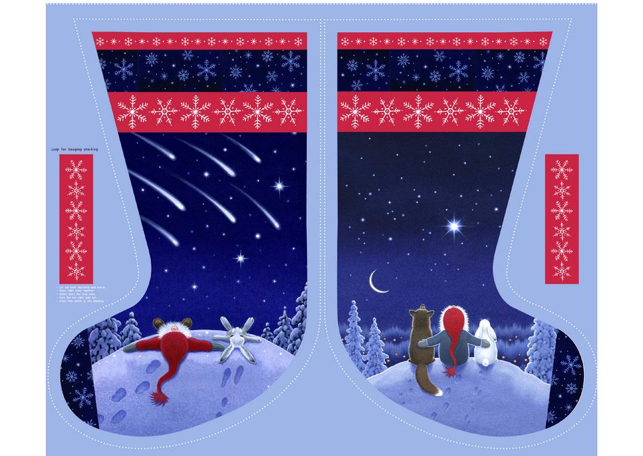 Stargazing Keep Believing Big Christmas Stockings 100% Cotton Fabric Panel