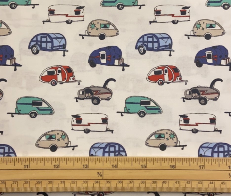 Fat Quarter Tiny Print Nation White Caravans 100% Cotton Quilting Fabric