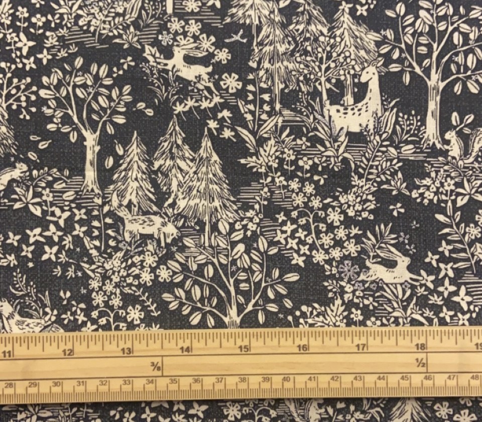 Fat Quarter Nomachi Woodland Forest Navy Metallic 100% Cotton Quilting Fabric